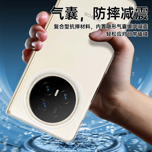 Stepford applicable Honor magicv5 mobile phone case Magic V5 mobile phone case folding transparent protective cover flip ultra-thin anti-fall crystal plated naked hard shell for men and women - ice crystal transparent