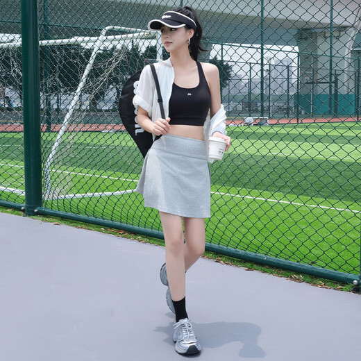 美洋（MEIYANG）网球少女半裙 索罗娜UPF50+开叉半身短裙含裤衬 灰色 S