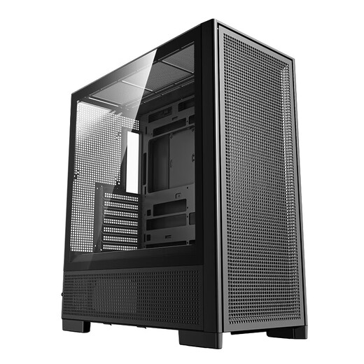 爱国者 扶摇百里 电脑机箱台式机ATX大板360水冷网孔散热电竞游戏台式主机箱 黑色+极光ARGB风扇7正叶