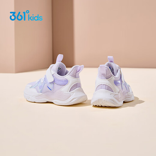 361 Children's Shoes Children's Sports Shoes 2025 Autumn Girls Light Soft Elastic Sweet Childlike Casual Shoes Purple 32