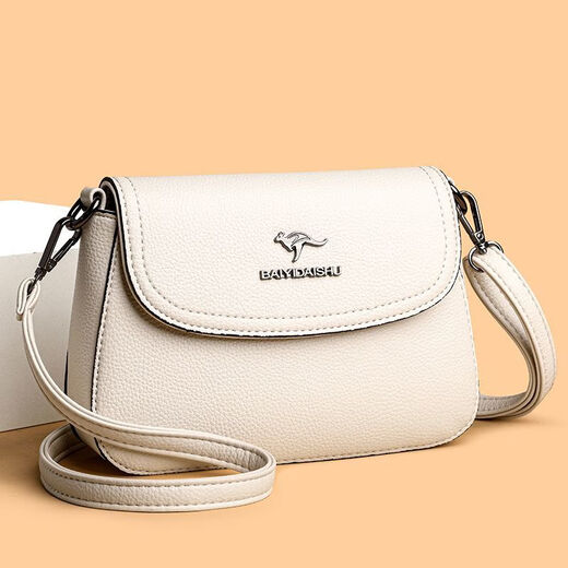 酷奇袋鼠单肩包小包包女2025新款女士斜挎包时尚单肩软皮妈妈中年 黑色