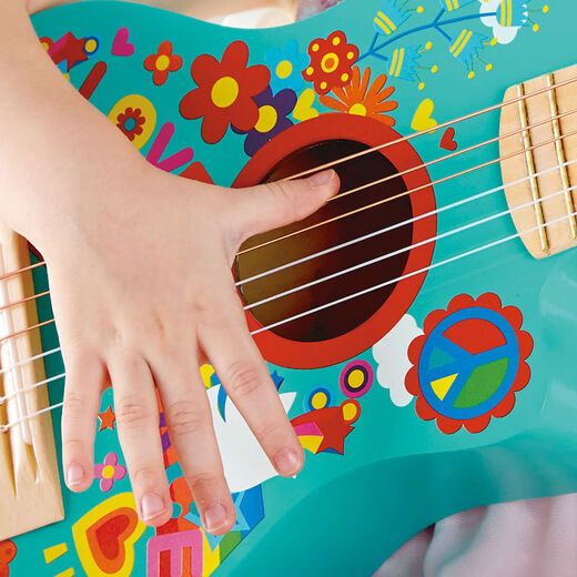 HAPE Flower Guitar de printemps 3 ans + Baby pour enfants entrée de gamme Ukulele Music Toys pour cultiver le sens musical pour hommes et femmes guitare de printemps fleur