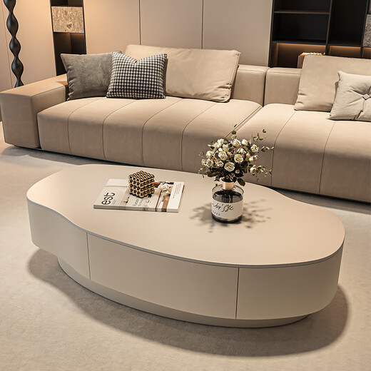 Seaworthy simple coffee table living room special-shaped combination slate coffee table dining table home high-end atmospheric size apartment light luxury tea table white frame white cabinet pure white slate 120