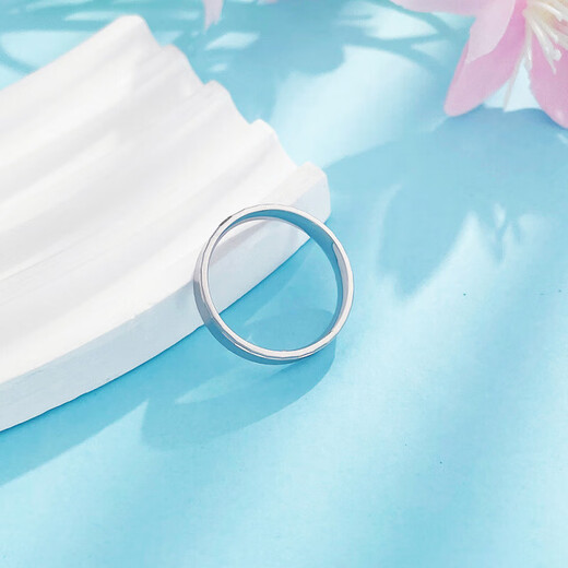 Laomiao platinum ring plain ring platinum couple ring pt950 proposal for men and women birthday Chinese Valentine's Day gift for girlfriend and wife 12 rings about 4.45g