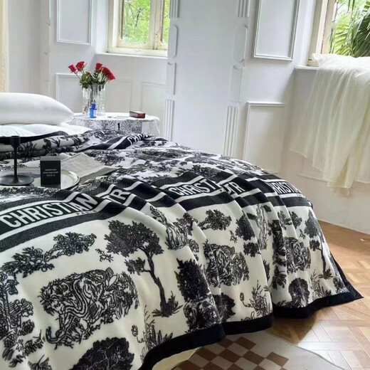 Double-sided velvet blanket quilt thickened cover blanket winter sheets dormitory single office double-layer milk velvet bed blanket ink painting 100*150cm baby blanket