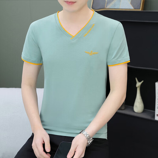UNI QLO Uniqlo's same summer men's short-sleeved T-shirt pure cotton trendy and versatile V-neck young handsome top thin style Uniqlo black QY693 M