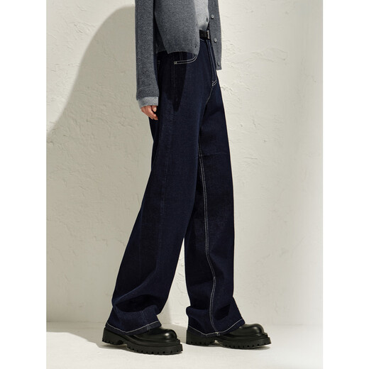 Jiuzi Annako retro casual denim style loose dark blue denim scimitar pants women's spring new style 2025 Zhangqing-second batch KWFQ12172 2XL