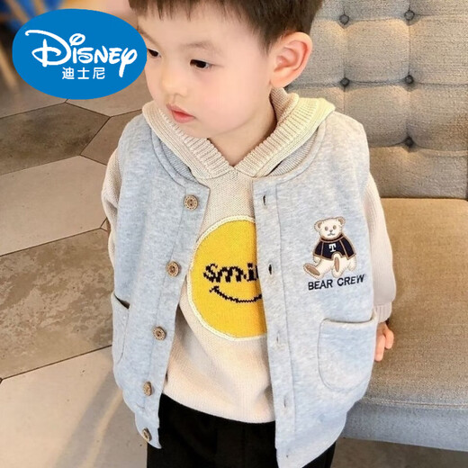 Детский жилет Disney's Spring и осень новый стиль мальчик для мальчика повседневного жилета Top Vest 2025 Летняя модная детская лошадь серая молния 110