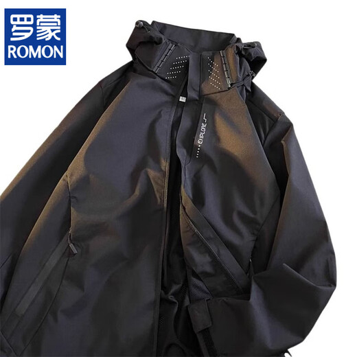 ROMON men's 2025 new summer thin outdoor three-in-one jacket soft shell mountain climbing suit women's windproof mountaineering 6628 black [same style for men and women] [three-in-one] XL