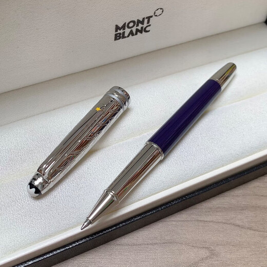 万宝龙小王子签字笔玫瑰宝珠笔经典款商务送礼定制刻字全国联保 全蓝款+礼盒包装+(赠原装笔芯两只)