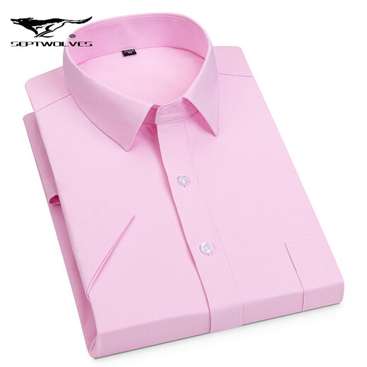 Septwolves Shirt Herren kurzärmeligte Baumwollgeschäft formelle Karriere als Büroangestellte Karriere halbärmelig Hemd DX6630 38