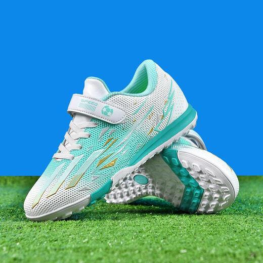
LNML2025 new product teenager football shoes children boy elementary school students sneakers Velcro grass training shoes men and women balls 6199 black and blue broken nails 30