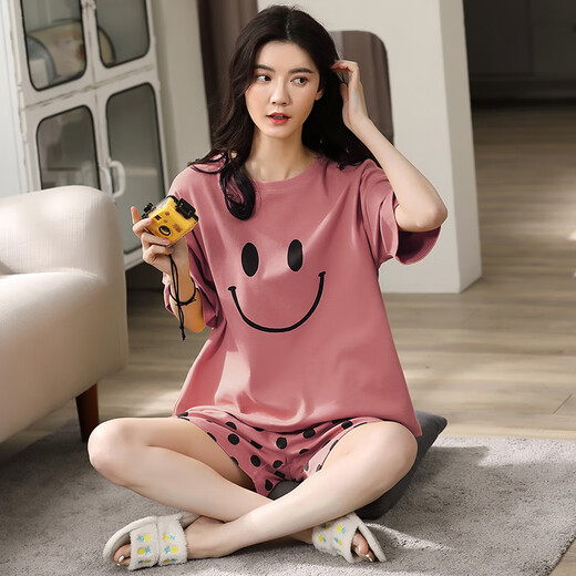 Langsha Frauenpyjamas Sommer Baumwollpullover Shorts Casual Hausanzüge können außerhalb von Ins Frauen getragen werden