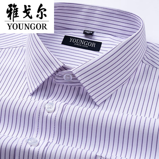 雅戈尔官方旗舰店2025夏季新款男士短袖衬衫商务免烫抗皱条纹透气职场男 DX6623 38 [100-120斤]