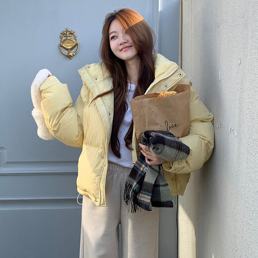 TonLion 2025 Winter Damen Koreanischer Stil Lose Kapuze Kurze Daunenjacke