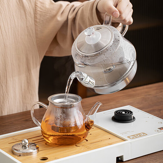 Complete set of high-end glass tea sets, fully automatic water-boiling electric ceramic stove, teapot, household Kung Fu tea cup and tea tray Yunlin glass tea set, integrated tea tray including electrical appliances