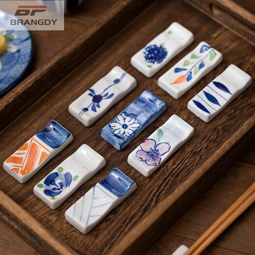 Brangdy Japanese ceramic chopstick holder retro creative male chopsticks stand household chopstick holder chopstick pillow chopstick holder spoon holder table tableware selected chopstick holder 20 pieces_great price