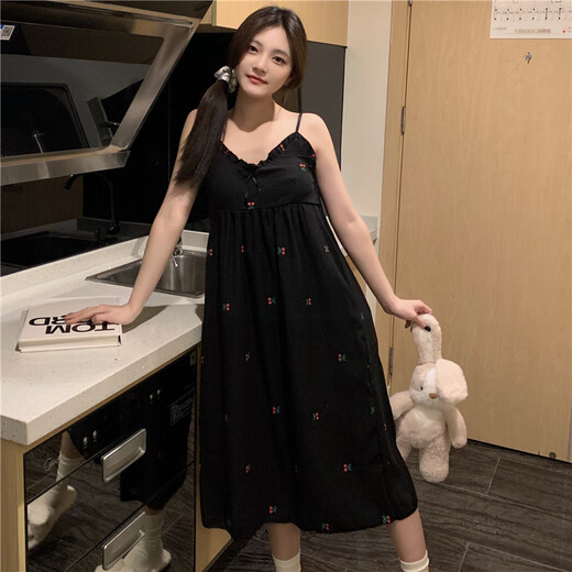 Pijama modal con almohadilla de pecho para mujeres en verano 2025 Nuevo puro algodón de algodón sospechoso camisón lino de algodón tejido integrado lindo y dulce jdx_9923# falda de suspensión tulip