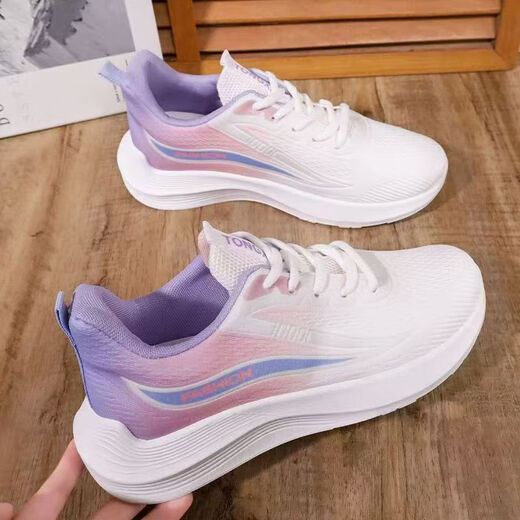 
Breathable women's shoes 2025 new sports shoes mesh soft sole casual shock absorption gradient lightweight running student 983[pink] 38