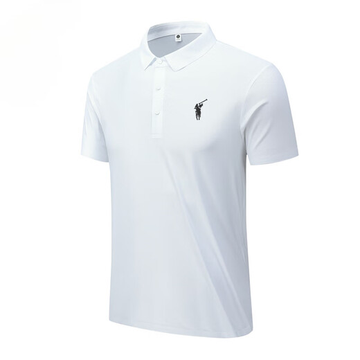 POLO SPORT保罗polo衫男士夏季新款冰丝凉感短袖商务休闲翻领薄款体恤T恤衫 12358#藏青 M 均码