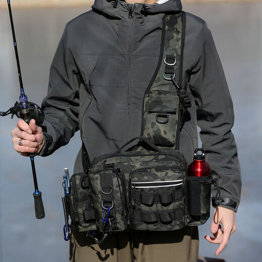 
Multifunctional Luer chest bag large waist bag tactical crossbody fishing fishing bag pole bag outdoor backpack black CP color