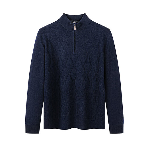 Septwolves Cardigan Men's 2026 Spring New Fashion Argyle Jacquard Half-cardigan Thick Sweater Casual Men's Top 101 (Navy Blue) M 165/84A