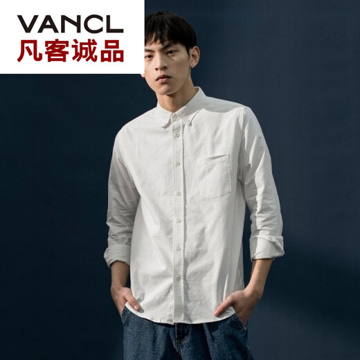 VANCL spring solid color shirt men's long-sleeved Oxford casual shirt ins Japanese trendy loose tops inch shirt trendy brand light blue C702 S /3890-118Jin[Jin equals 0.5 kg]