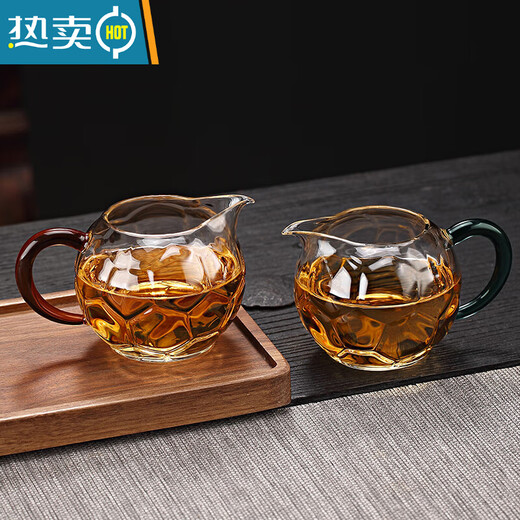 PGY Japan imported quality crown new high-end glass fair cup Japanese style thickened heat-resistant male cup tea leak set points lake handle-football fair cup