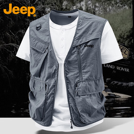 Jeep (JEEP) vest men photography fishing vest summer lightweight mesh multi-pocket work jacket outdoor quick drying vest men
