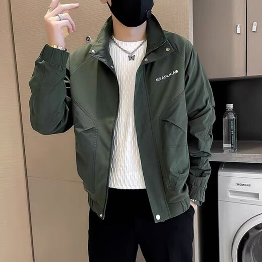 Spring and Autumn Jacket Men's 2026 New Style Teenage Handsome Fashion Brand Premium Lapel Slim Jacket Men's Fashion Black L Recommended 100-115 Jin Jin equals 0.5 kg