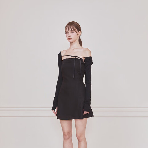 NOT YOUR ROSE notyourrose one-shoulder dress black, new for autumn, black M