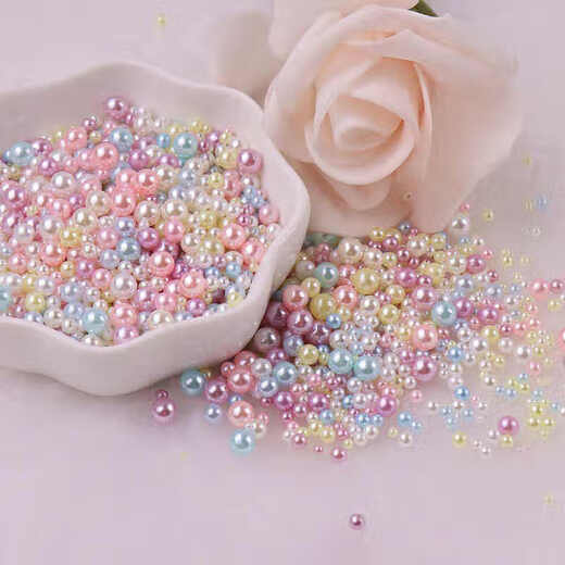 Shusu Imitation Pearls Multi-Specifications Round Straight Hole Pearls Loose Beads Set Mobile Manicure DIY Bead Accessories Handmade Materials White Bead Box (About 1150 Pieces)