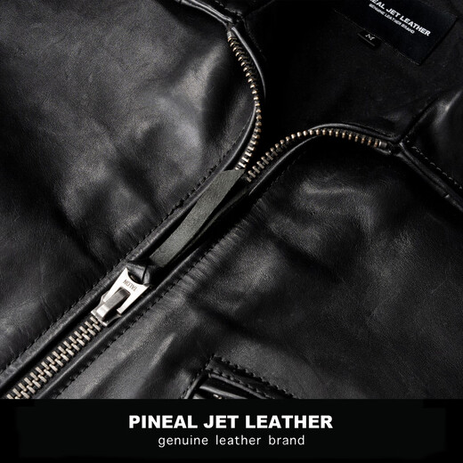 PJL men's new retro Japanese style short lapel batik first layer horsehide Mulholland Road jacket leather brown all black tea core color 2XL (185Jin Jin is equal to less than 0.5kg)