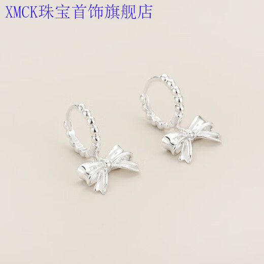 XMCK Old Phoenix 999 Pure Silver 2025 New Bow Earrings Fashionable Japanese and Korean Design Earrings Temperament Versatile 925 Silver Bow Pearl Earrings