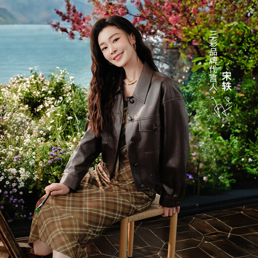 
Three Color 2025 Autumn New PU Leather Jacket Lapel Loose Rotary Sleeve Top Cardigan Leather Jacket M