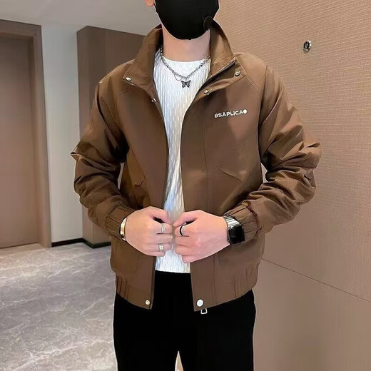 Spring and Autumn Jacket Men's 2026 New Style Teenage Handsome Fashion Brand Premium Lapel Slim Jacket Men's Fashion Black L Recommended 100-115 Jin Jin equals 0.5 kg