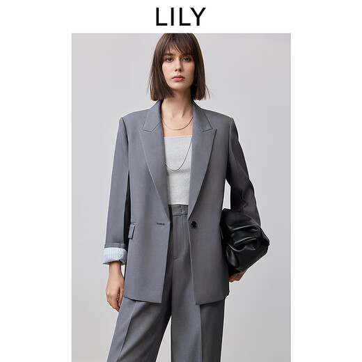 LILY Zero Pressure Suit 2025 Spring New Loose Casual Relaxed Feeling Commuting Exquisite High-end Feeling Suit Jacket Women 501 Gray M