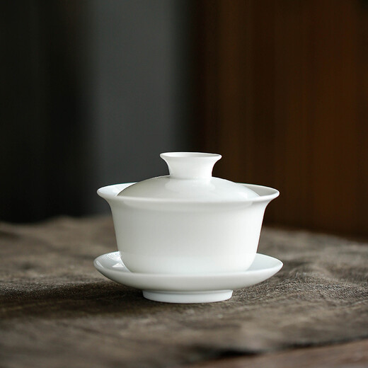 SUSHI CERAMICS Kung Fu tea set simple white porcelain tea cup with bamboo surface water storage tea tray set J0250