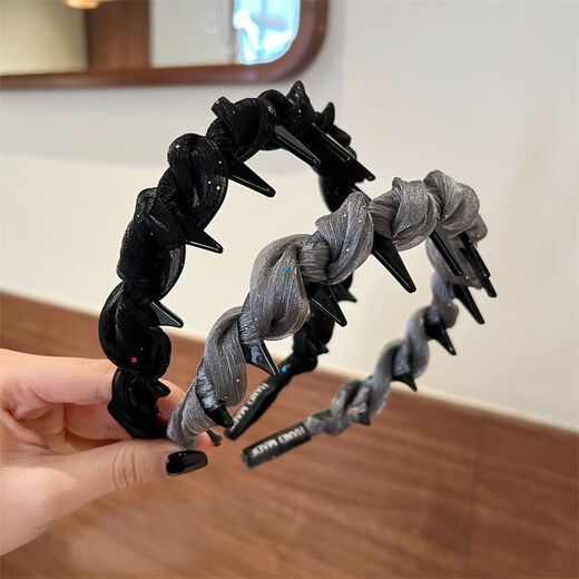 Garenbei small fragrant style mesh hair hoop for girls, non-slip, toothed, high top, versatile pressure hair ring, hairpin, headband, hair accessory for women, small fragrant style hair hoop, black 1 piece