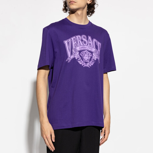 
VersaCE Luxury Medusa Men's Fashion Print Casual Short Sleeve Round Neck T-shirt 1013302 1A15909 Purple 1LJ40 S