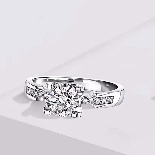 I Do platinum PT950 diamond ring 1 carat micro-paved bull head cultured diamond proposal engagement diamond ring gift for girlfriend micro-paved bull head 1 carat diamond size 14