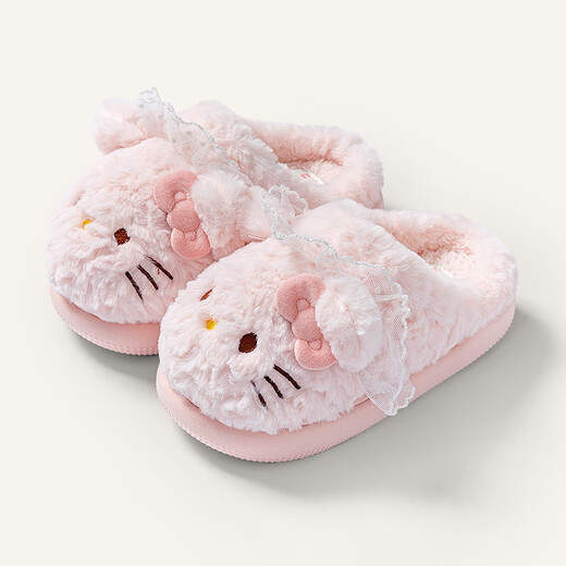 Pig Daddy Melody Children's Cotton Slippers Girls Autumn and Winter New Home Indoor Non-Slip Girls Sanrio Parent-Child Slippers Pink Hello Kitty Sanrio Genuine Authorization 23 Inner Length 21CM Suitable for Foot Length 20CM