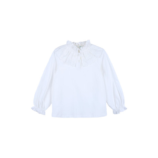 INMAN children's clothing girls lace collar shirt spring and autumn fashionable casual long-sleeved tops for middle and older children and girls off-white 140