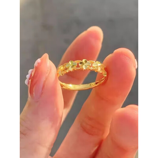 18K gold four-leaf clover ring missing from CHANSUNRUN outlet discount store outlets women’s accessories 1_Four-leaf clover ring adjustable