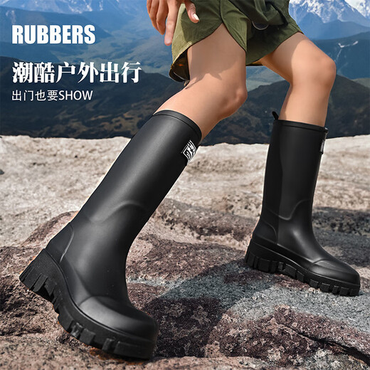 Mujeres Las nuevas botas de lluvia de 2025 con calzado de goma impermeable y sin deslizamiento de mares que no capturan el mar acampar y caminar zapatos de agua de tubo medio (tubo medio) 36