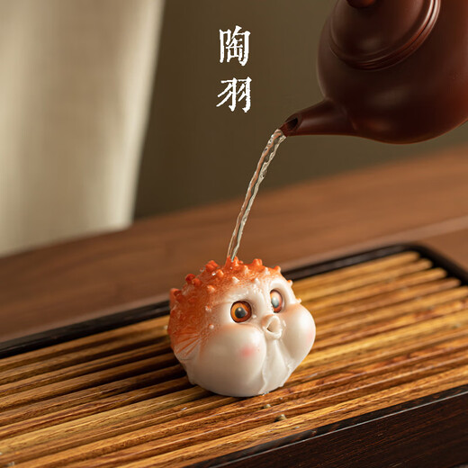 Taoyu color-changing bubble fish tea pet ornaments puffer fish string incense insert household tea table decorations creative tea play indoor aromatherapy stove bubble puffer fish color-changing tea pet - orange