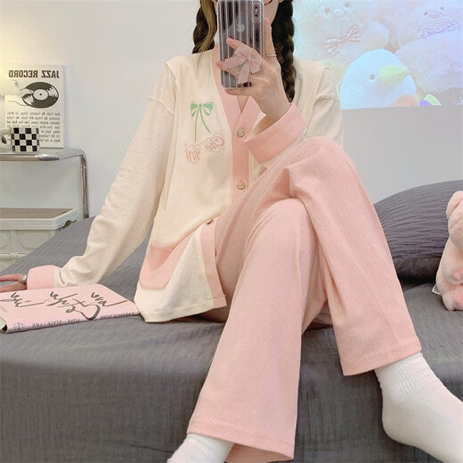 OULUXI Color sólido Ropa de confinamiento de algodón arrugado de algodón Spring y otoño Pajama de mujeres embarazadas en verano El sudor transpirable absorbe y la ropa de lactancia posparto axxe724 Girl Heart L Code (recomendado 90-115 Jin [Jin equivale a 0.5 kg])