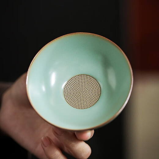 Ru kiln tea drain ceramic hole integrated tea filter tea set accessories ceramic tea separator tea filter tea god Ru kiln Qingyun tea drain