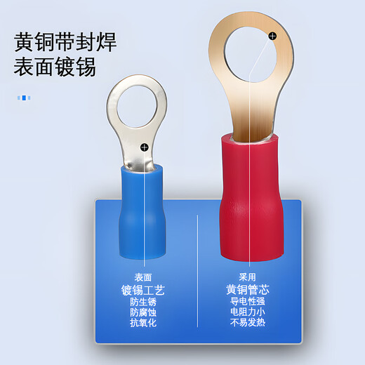 Moviitroni RV series round pre-insulated terminals cold-pressed terminal blocks O-shaped copper nose RV1.25-4 100 pieces yellow