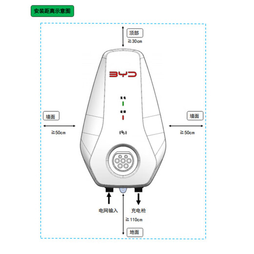 BYD AC charging pile 7kw household sixth generation original BYD charging pile suitable for Song, Han, Tang, Yuan and Qin Seagulls, dolphins, sea lions 05EV seals 06dmi 5m gun cable - sixth generation - Anhui Nengtong does not include installation, self-installation does not affect the warranty period